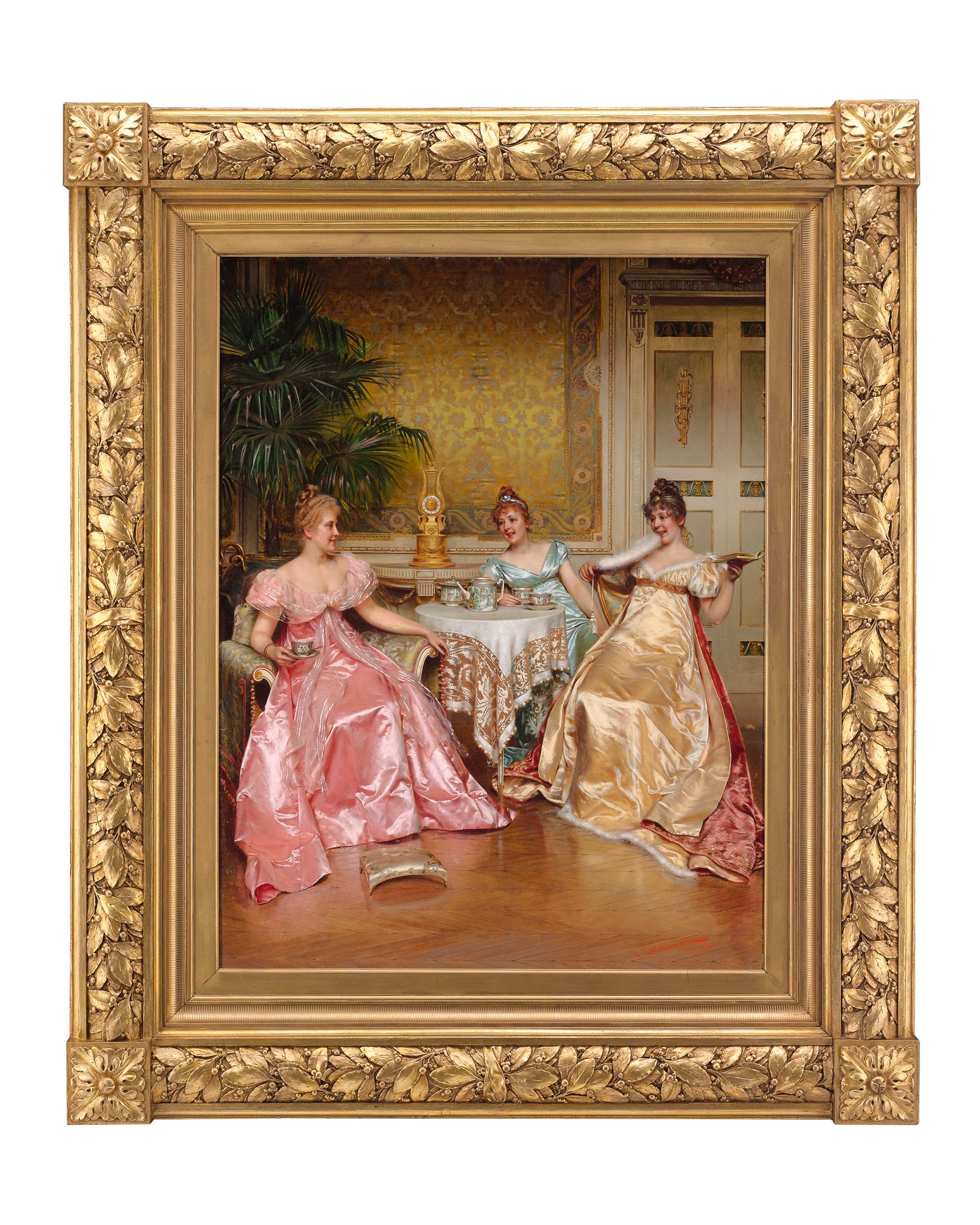Afternoon Tea for Three - Painting by Charles-Joseph-Frédéric Soulacroix