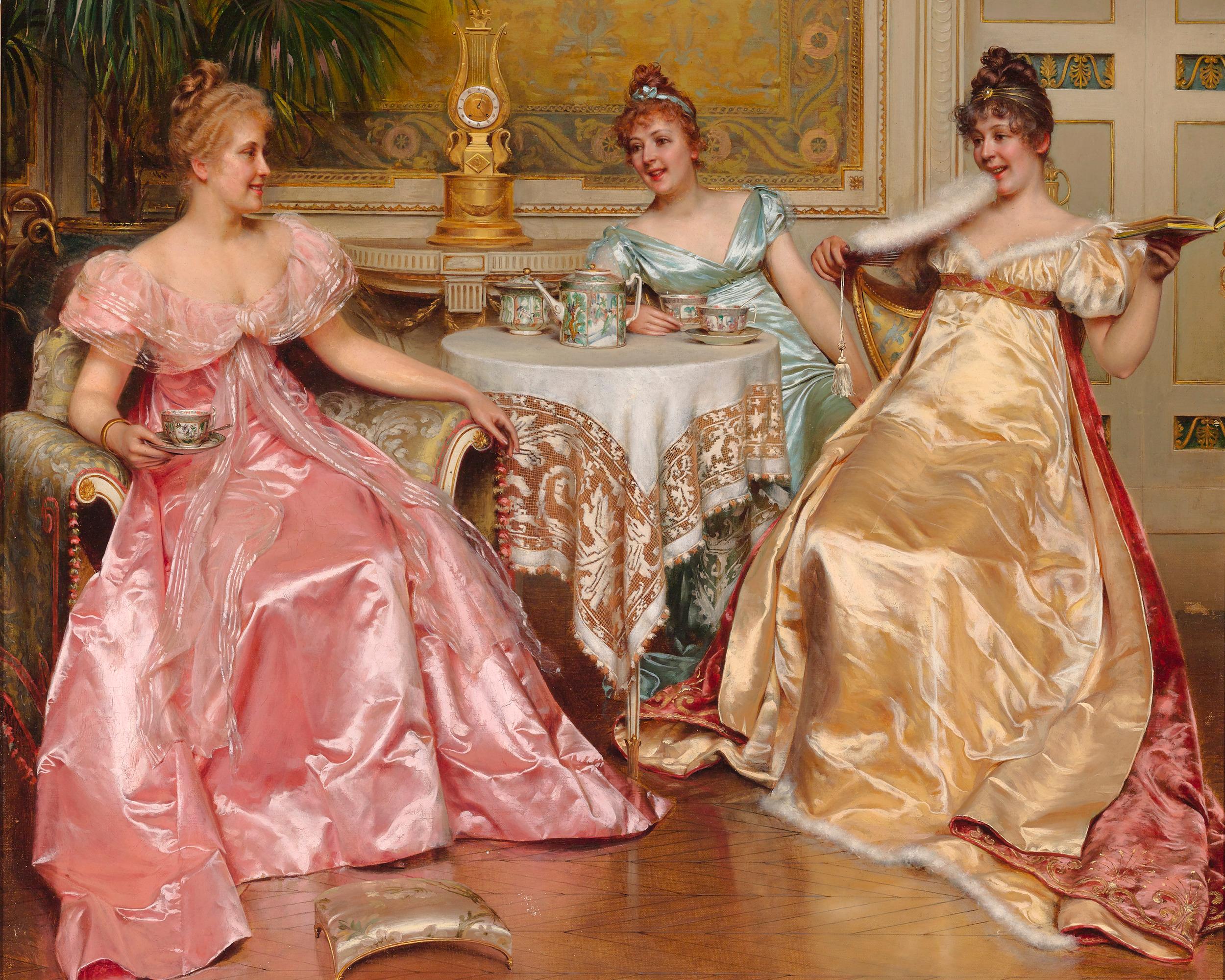afternoon tea for three painting