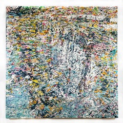 Autumn Stream Reflection 48" x 48", Watercolour/Acrylic on Gessoed Birch Panel