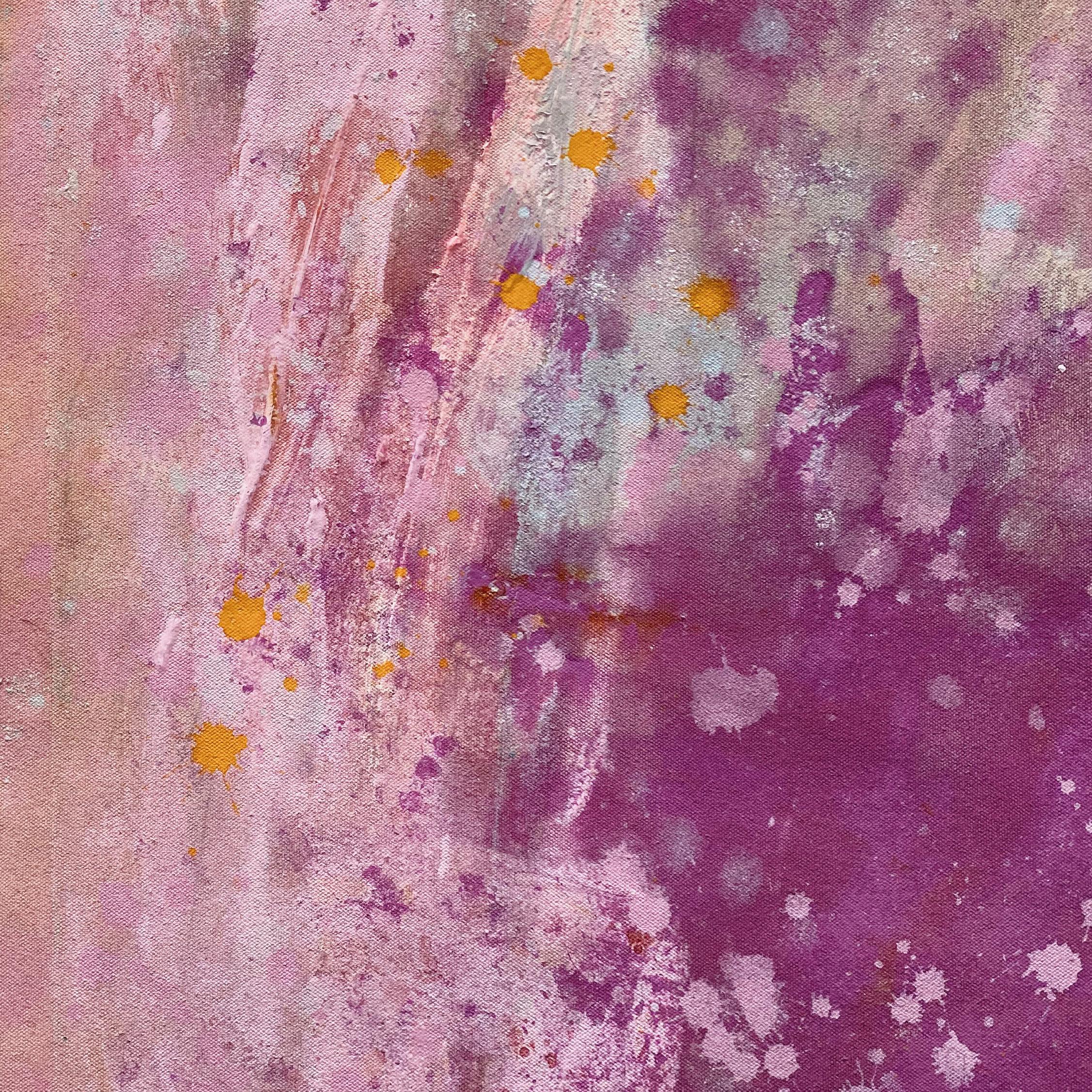 Marigold Wedding - Grande peinture d'art abstraite sur toile orange-rose  en vente 3