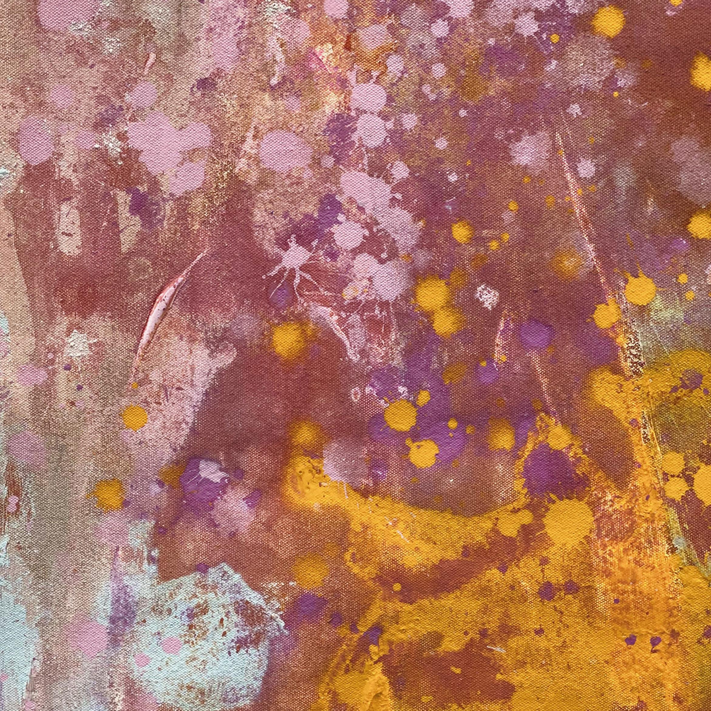 Marigold Wedding - Grande peinture d'art abstraite sur toile orange-rose  en vente 4