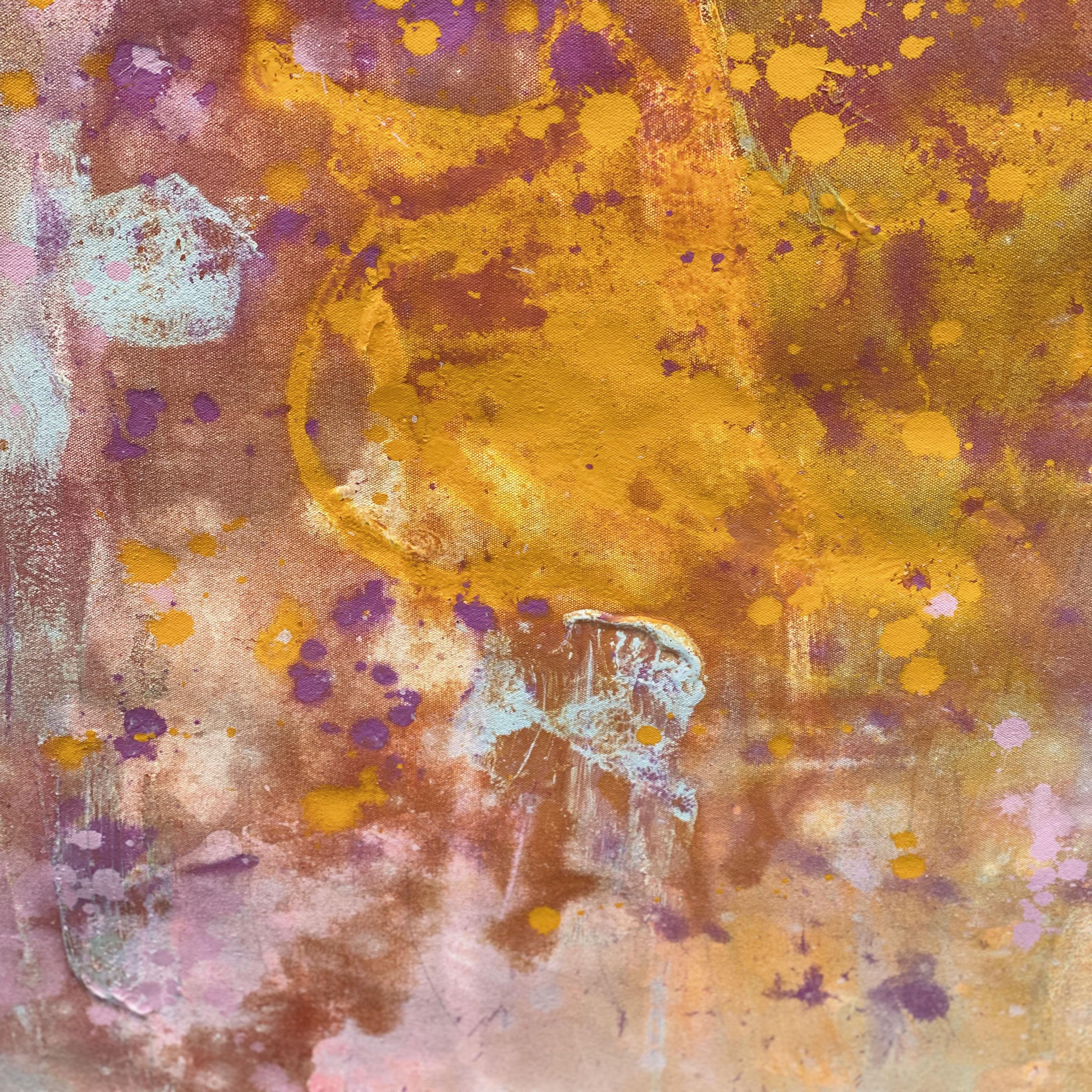 Marigold Wedding - Grande peinture d'art abstraite sur toile orange-rose  en vente 5
