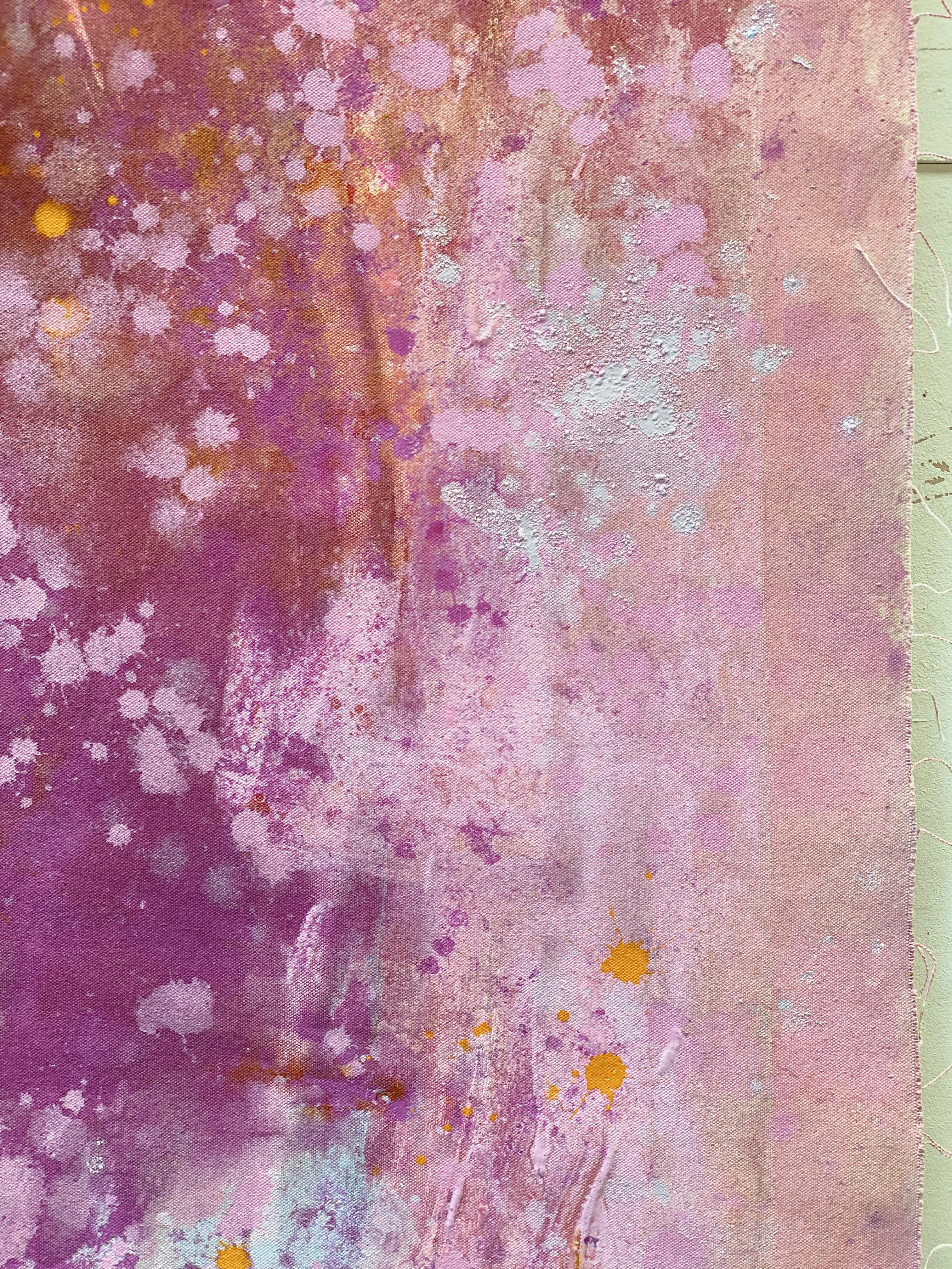 Marigold Wedding large statement art abstract painting on canvas orange pink For Sale 12