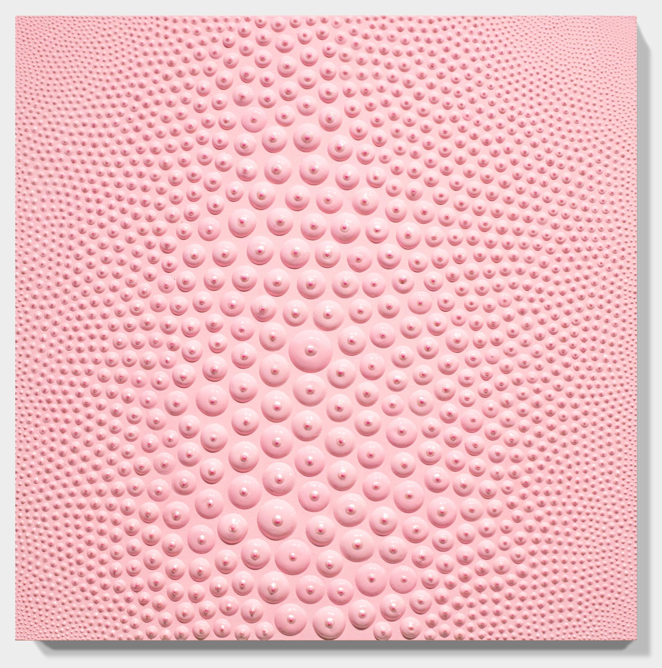 This small scale three dimensional, pink painting 