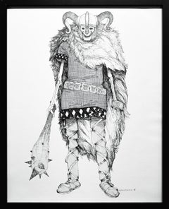 "Dead King 17 [10th Century Norwegian Lord]", Figurative, Drawing, Black, White
