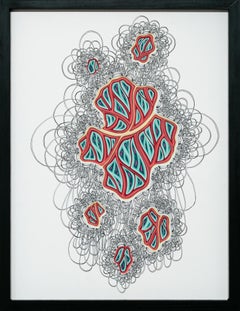 "Double Diddle Phlebotomy Movement #3" drawing and layered paper sculpture