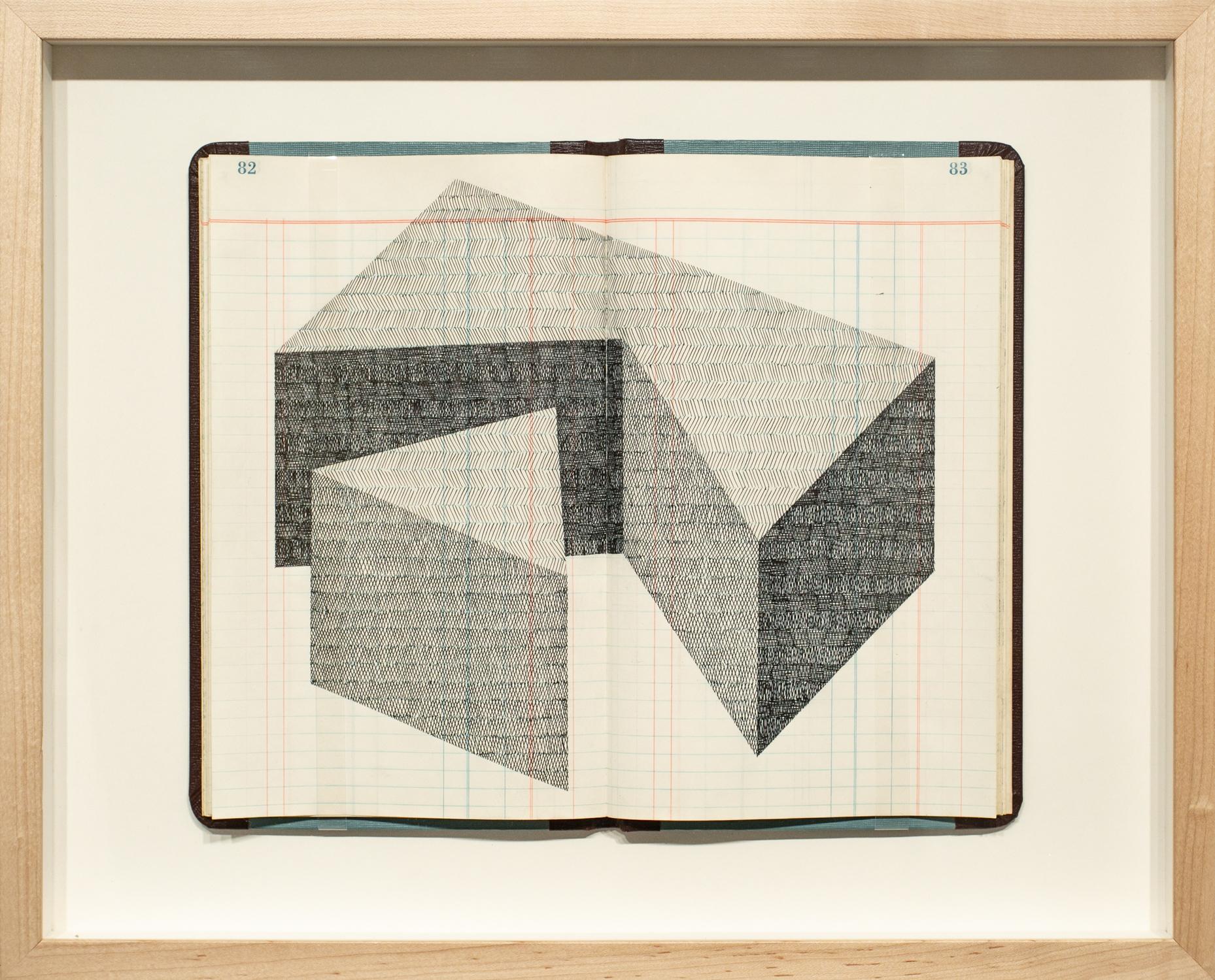 Albert Chamillard Still-Life - "Poems About Fucking", Geometric, Minimalist, Greyscale Drawing, Vintage Ledger