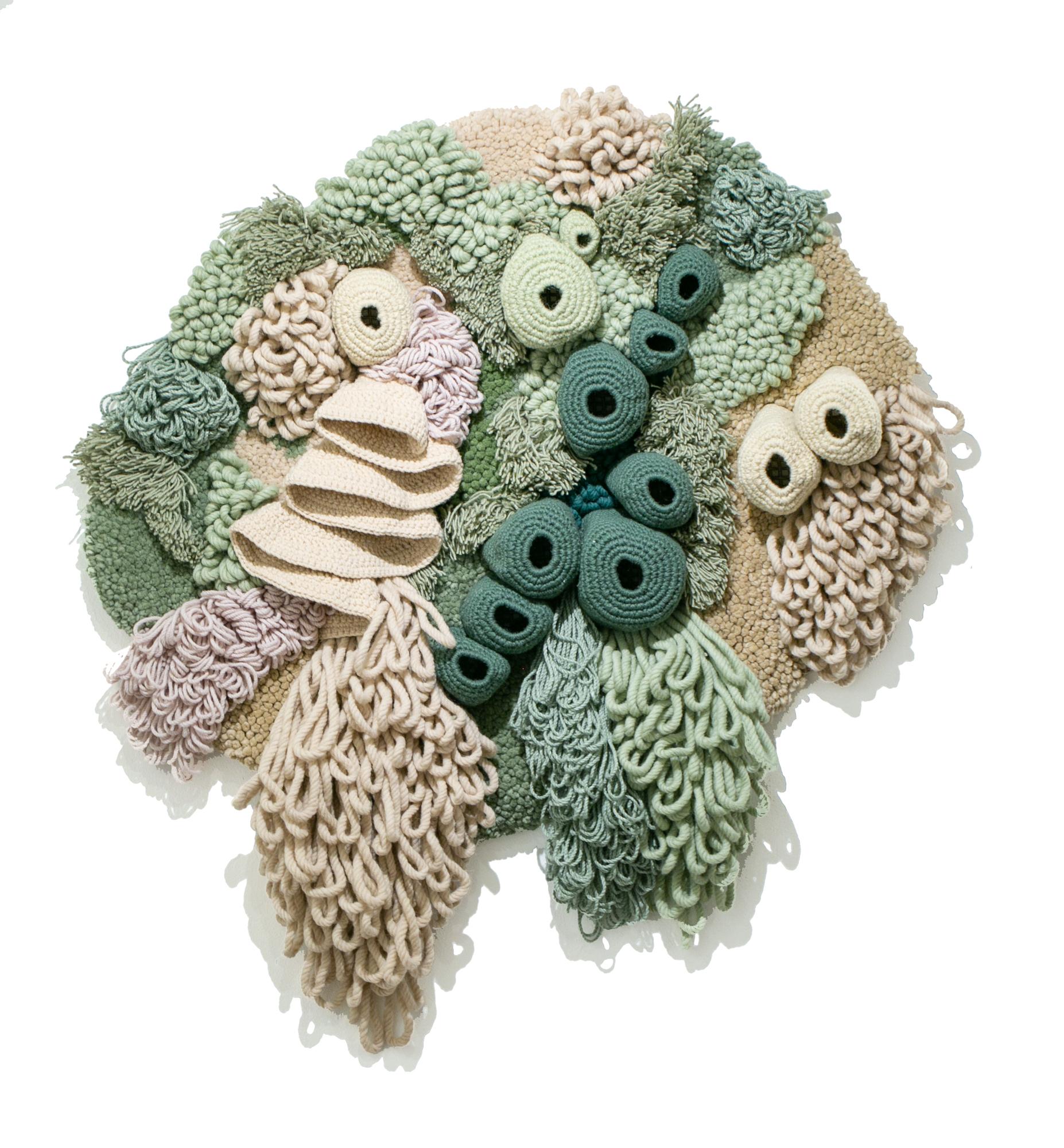 "Coralium, " Large Recycled Pastel Textile Wall Hanging Fabric Sculpture - Mixed Media Art by Vanessa Barragão