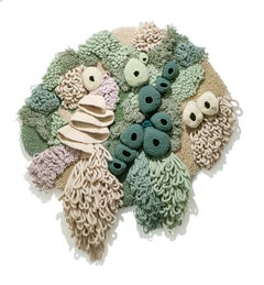 "Coralium, " Large Recycled Pastel Textile Wall Hanging Fabric Sculpture