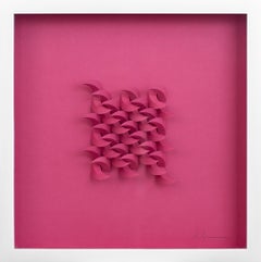 "Cursive in Pink", Abstract, Paper Sculpture, Wall-Hanging, Pink, Fuchsia