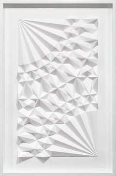 "Ara 241", White Geometric Paper Sculpture, Wall-Hanging, Abstract