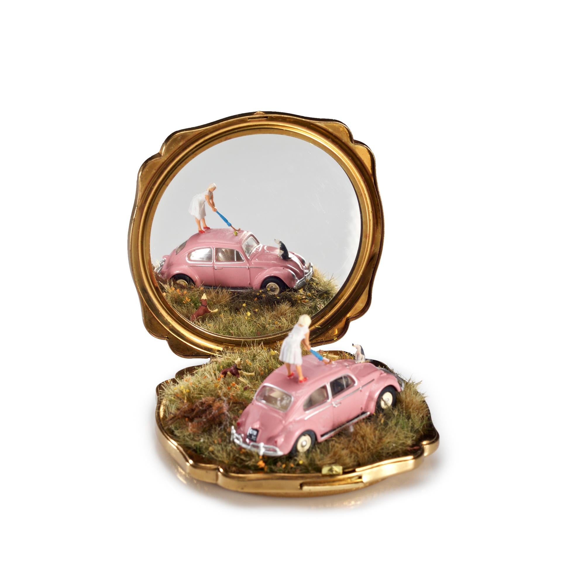 Kendal Murray Still-Life Sculpture - "Tantalize, Synchronize, Exercise!", Miniature compact and mirror landscape