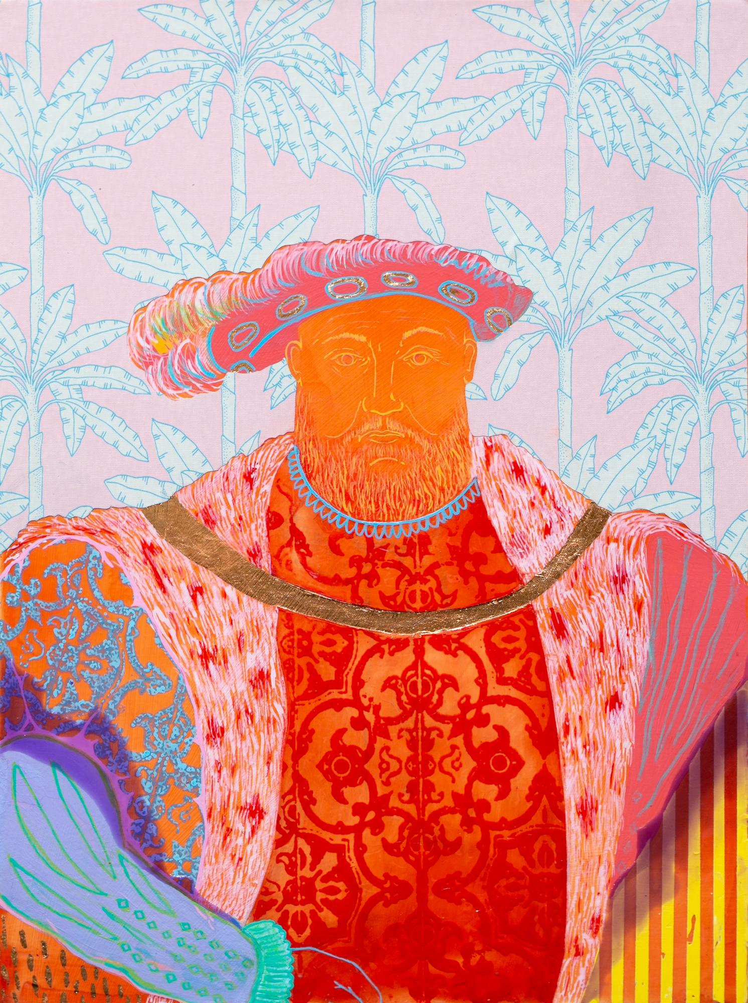 "King of Queens (Henry VIII, Holbein the Younger 1547)", Portrait, Colorful - Art by Crystal Latimer