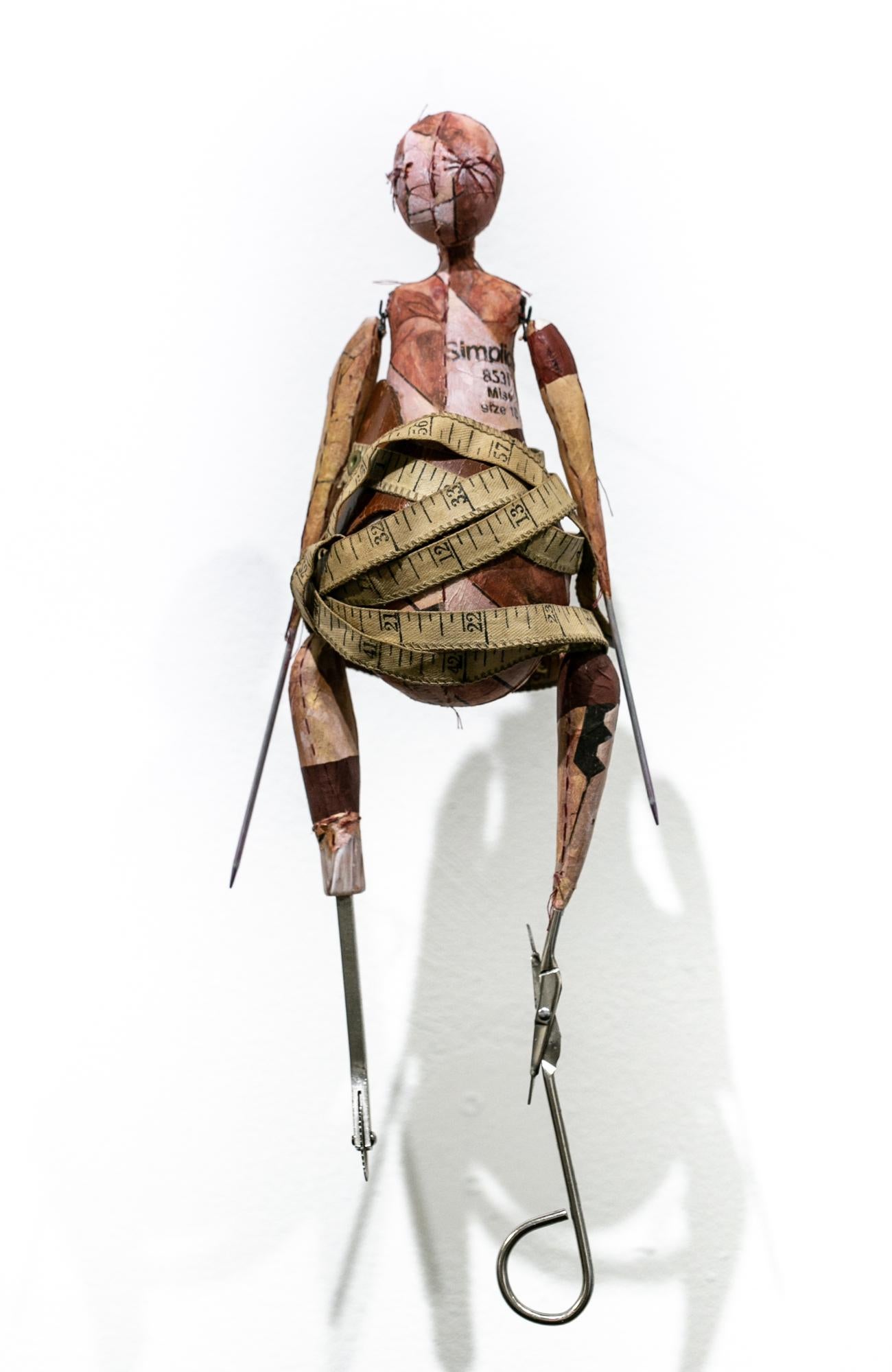 Nicole Havekost Figurative Sculpture - "Measuring Tape", Wall-Hanging Sculpture, Assemblage, Mixed Media