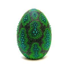 "Slytherin Egg", Dimensional Paint, Free-Standing Sculpture, Green