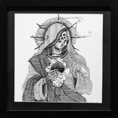„Typhoid Mary:: Full of Grace“:: Tusche auf Papier:: Zeichnung:: Schwarz-Weiß:: Skelett