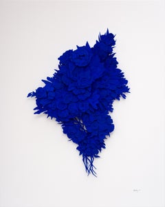 "Explosion #11", Cobalt Blue, Cut Paper Flower Sculpture, Floral Artwork