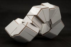 "Study of a Structure", Abstract, Minimal, Sculpture, Geometric, White, Ceramic