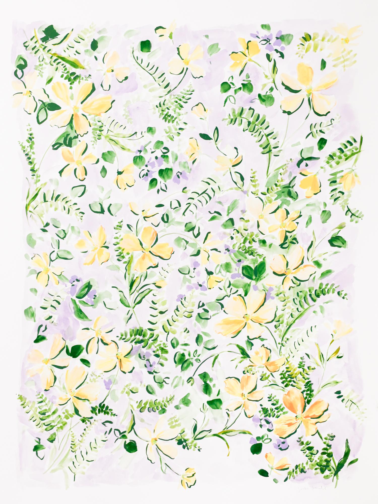 "Buttercup Days" floral motif in watercolor - Painting by Jackie Small