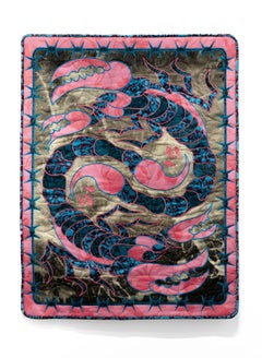 "Scorpion Twister", Handmade Quilt, Tapestry, Embroidery, Scorpion, Barbed Wire