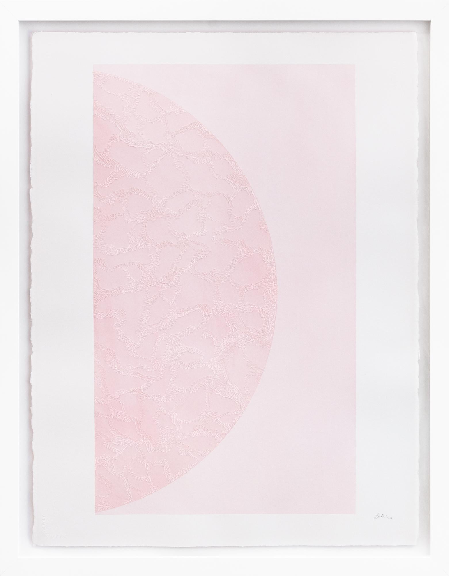 "SV XIV, Knife Drawing" Pink Watercolor and Hand Scored Paper