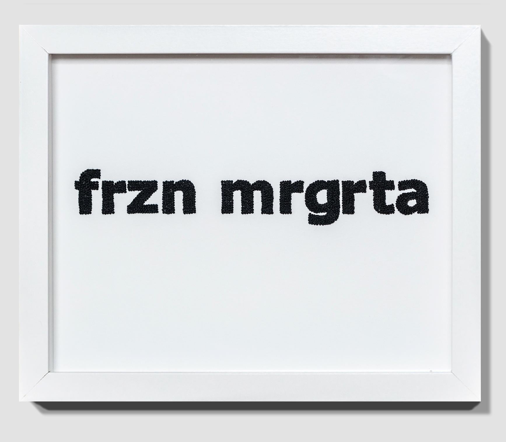 „Frozen Margarita“ Handstickerei, kühner Text, Buchstabe, Faden auf Papier im Angebot 3