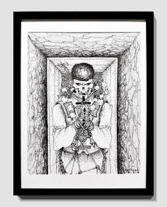 "14th Century Romanian Peasant" skeleton, garlic cloves, lavender, illustration