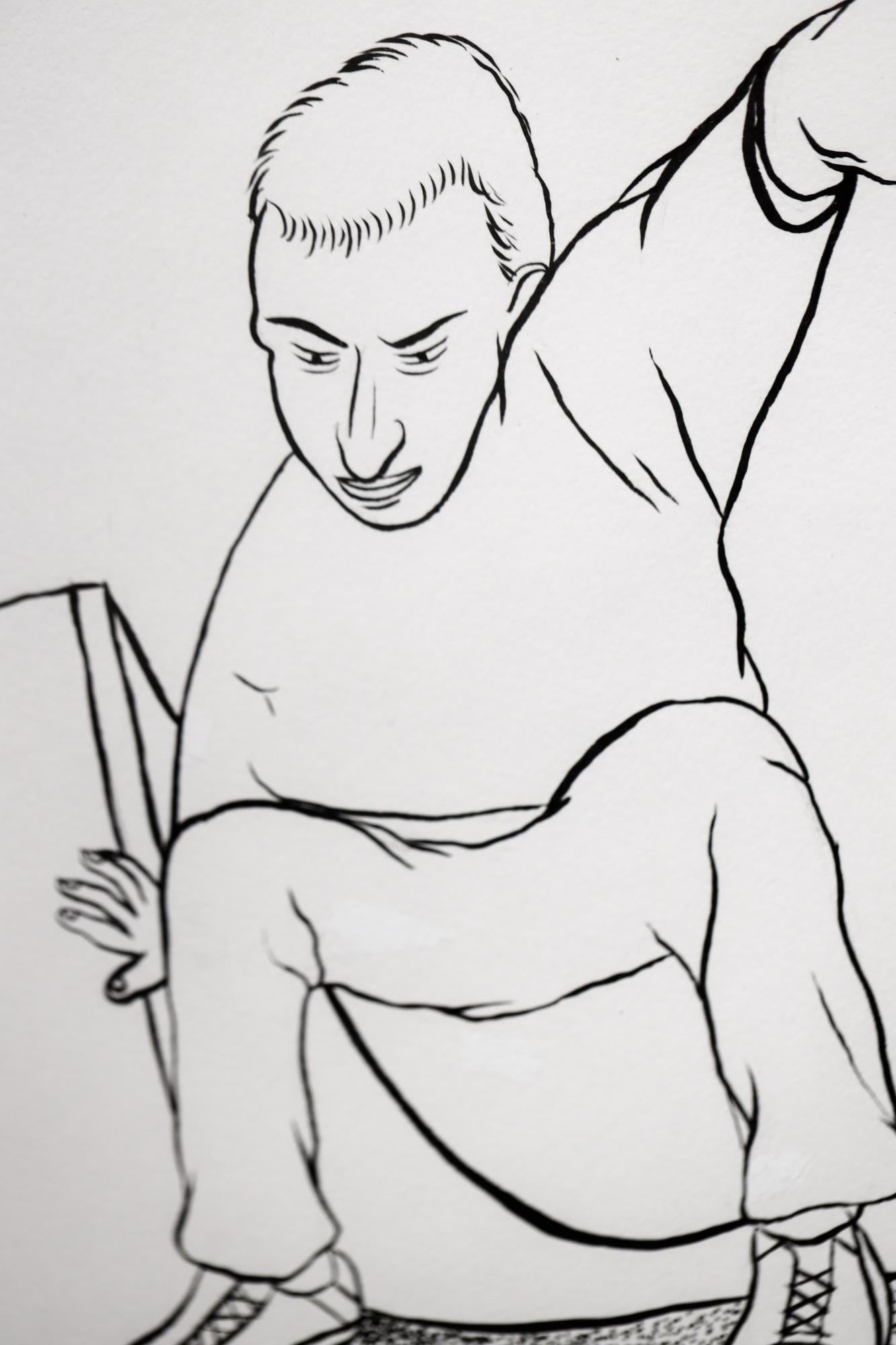 Illustration „2 Skaters (diptychon)“, Tinte auf Papier im Angebot 5
