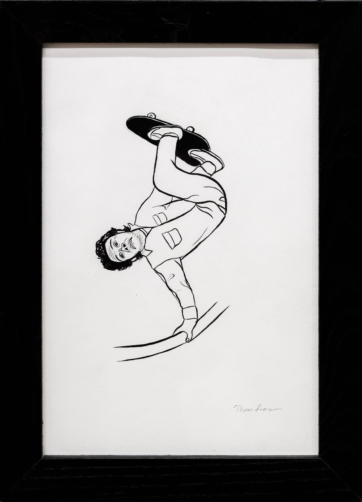Illustration „2 Skaters (diptychon)“, Tinte auf Papier im Angebot 6