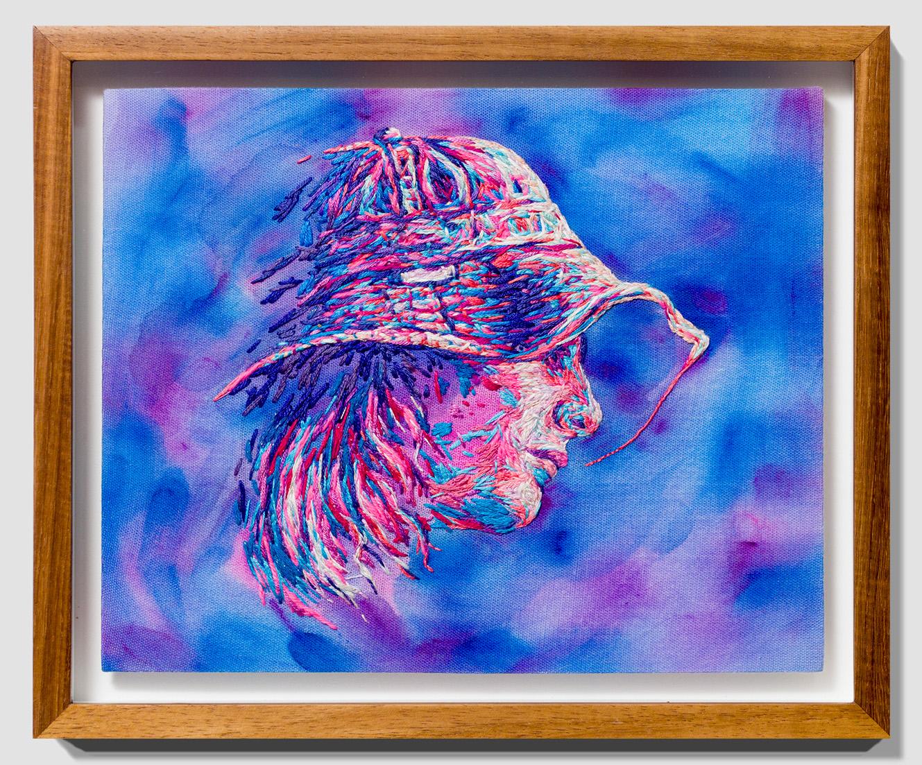 „A KAJUAL DAY IN TAIPEI“, figurativ, Aquarell, Stickerei im Angebot 4
