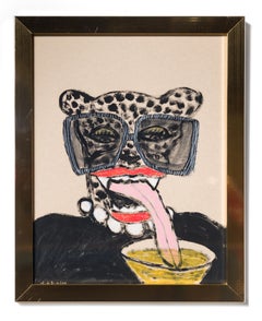 "Happy Hour Enthusiast #1", Cheetah Illustration, Animal, Martini, Sunglasses