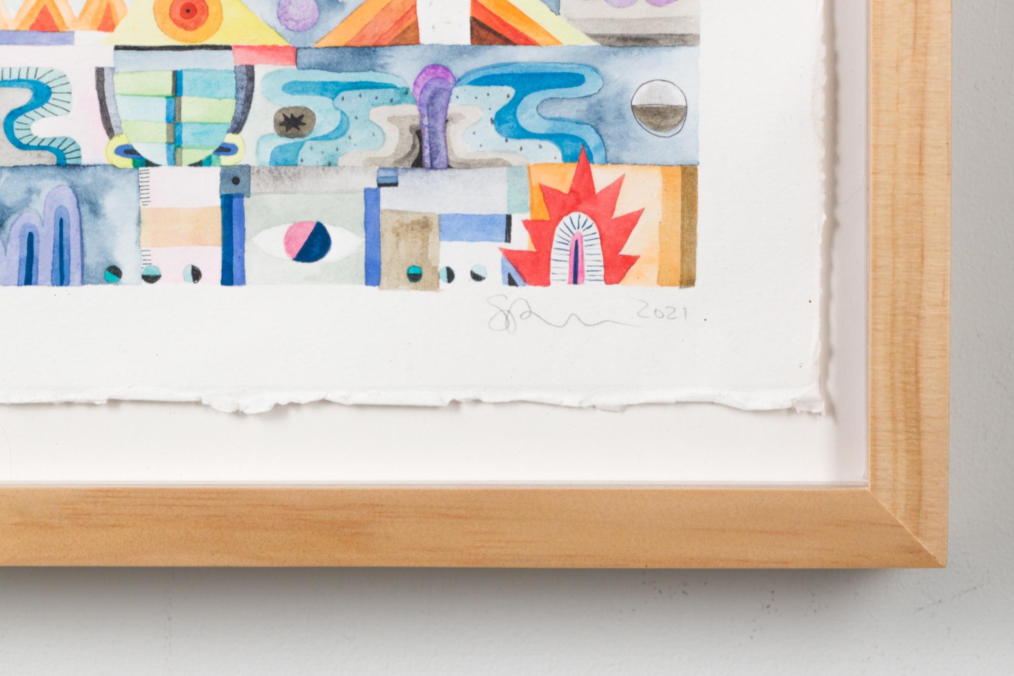 „Ein geradliniger Bericht“, Aquarell, Geometrische Abstraktion, Muster im Angebot 1