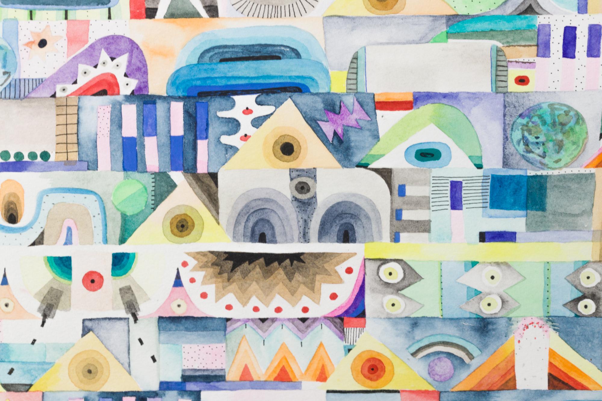 „Ein geradliniger Bericht“, Aquarell, Geometrische Abstraktion, Muster (Zeitgenössisch), Art, von Sophie Roach