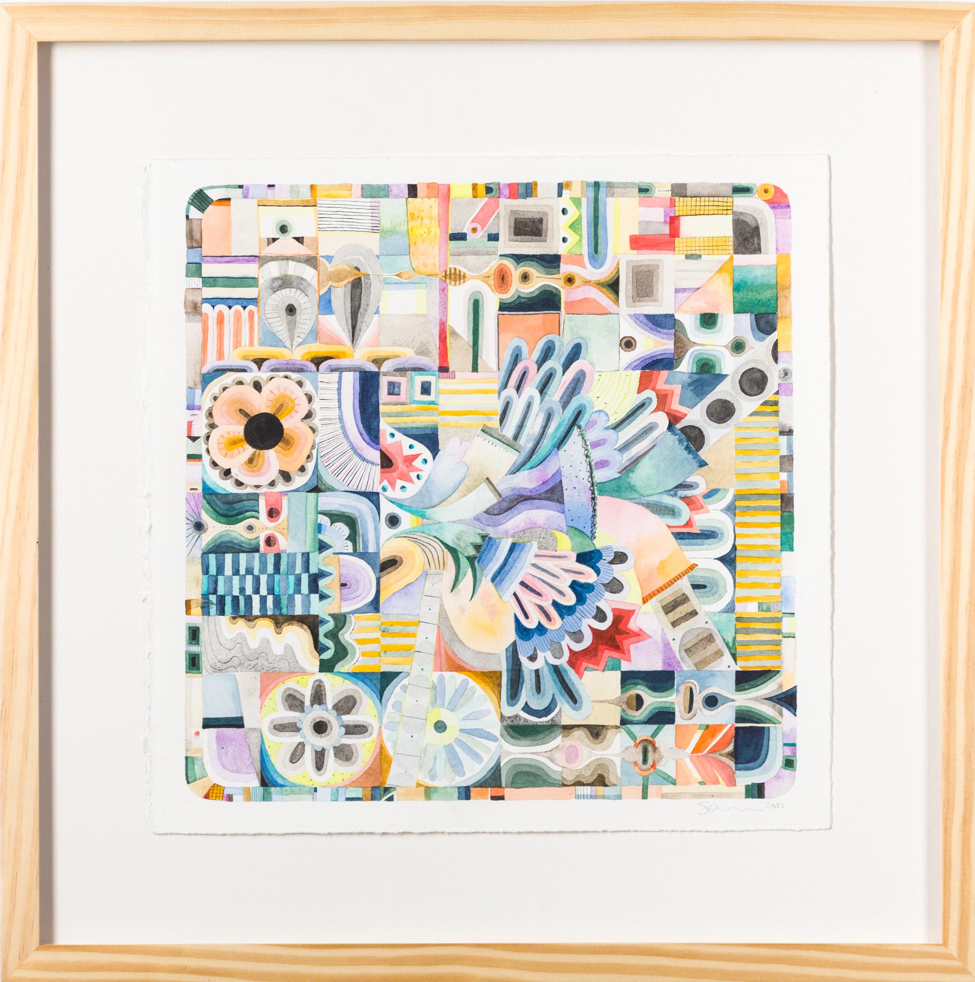 Sophie Roach Abstract Drawing - "Sometimes It Goes Like This", Watercolor, Geometric Abstraction, Patterns