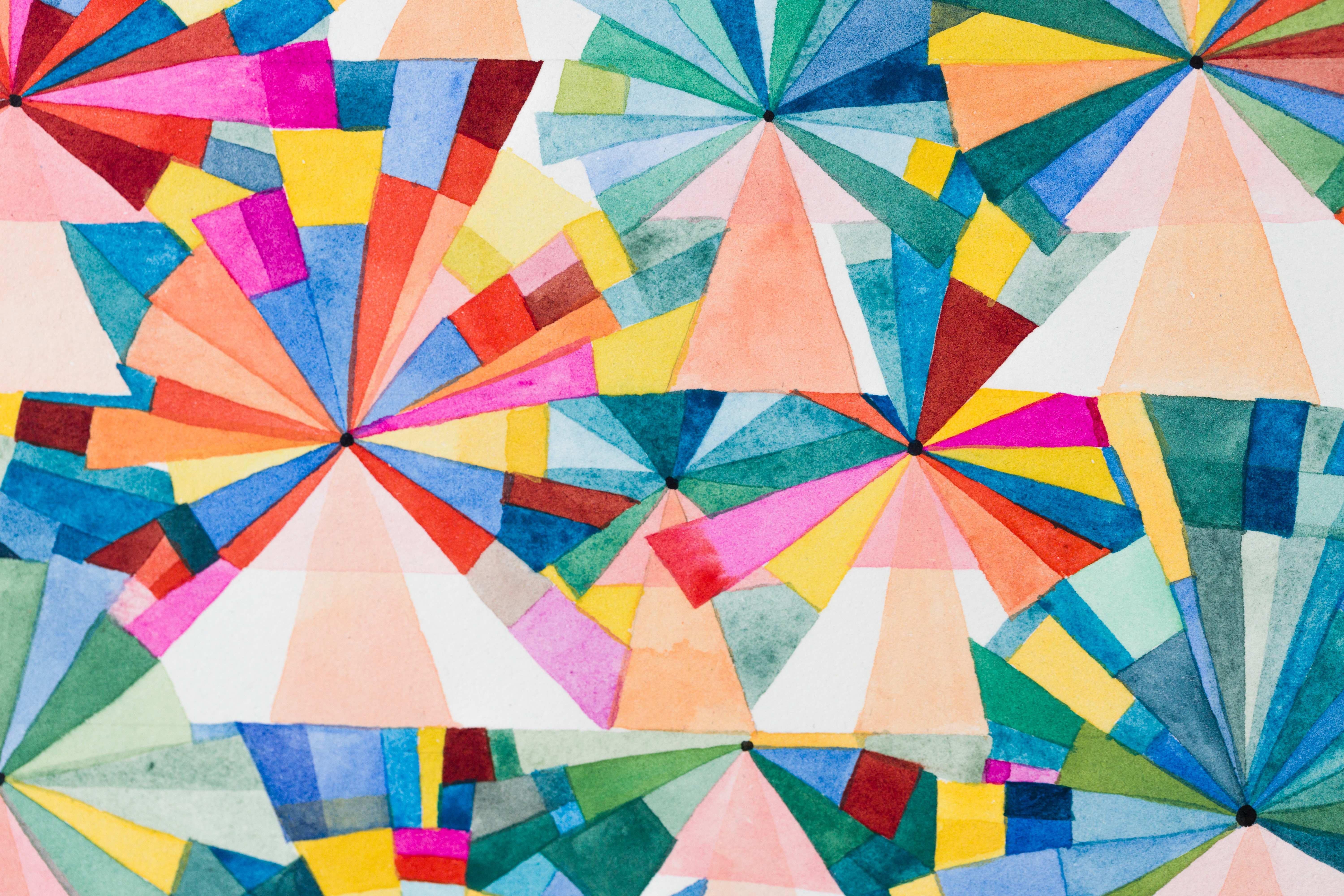 „You're the Center (Too)“, Aquarell, Geometrische Abstraktion, Muster – Art von Sophie Roach