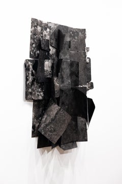 "Delivered and Discarded (positive) #1" dimensional collage of sumi ink on Tyvek