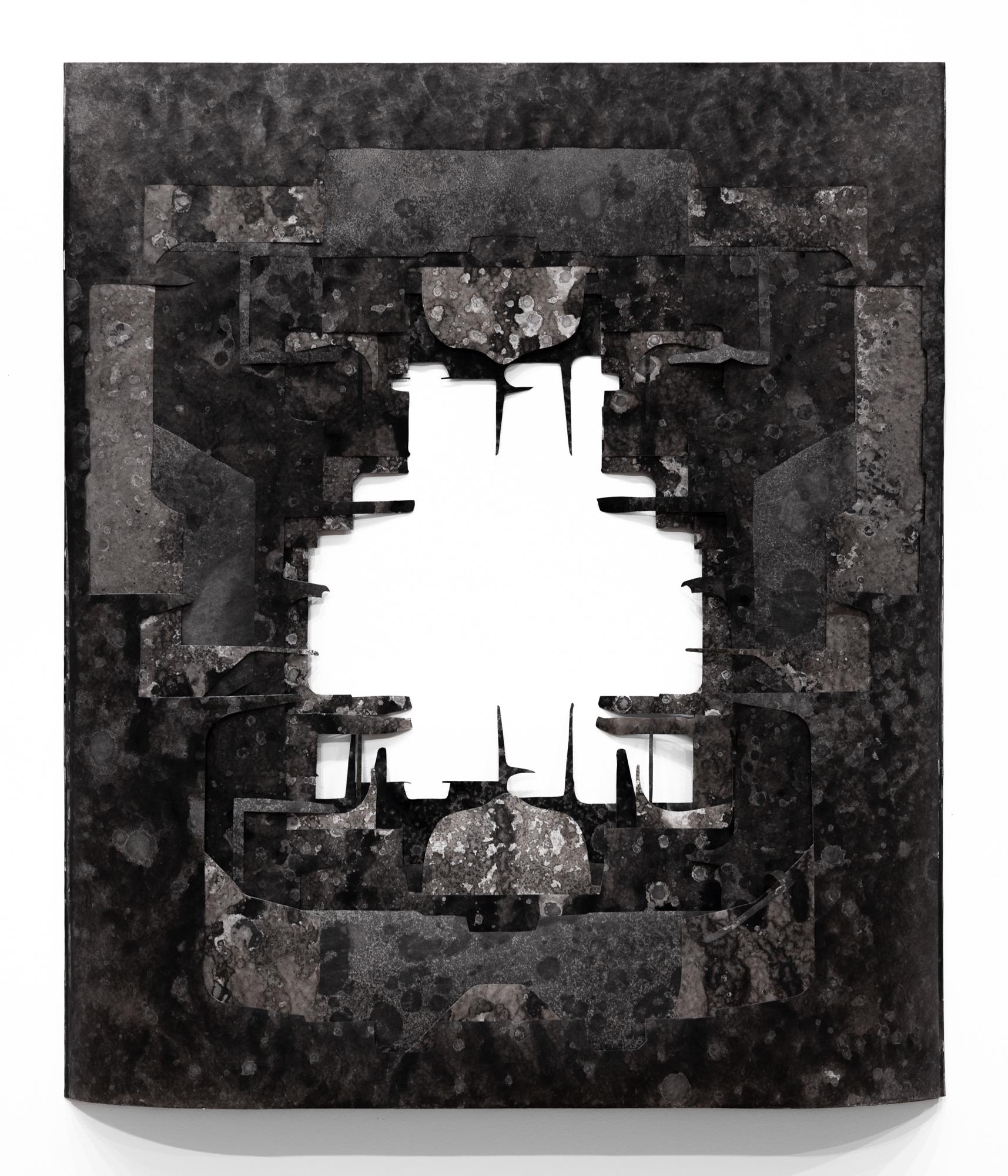"Delivered and Discarded (Negative) #4" Tinte und geschichtete geschnittene Tyvek-Silhouette – Mixed Media Art von Yoonmi Nam