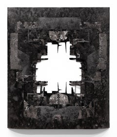 "Delivered and Discarded (Negative) #4" Tinte und geschichtete geschnittene Tyvek-Silhouette