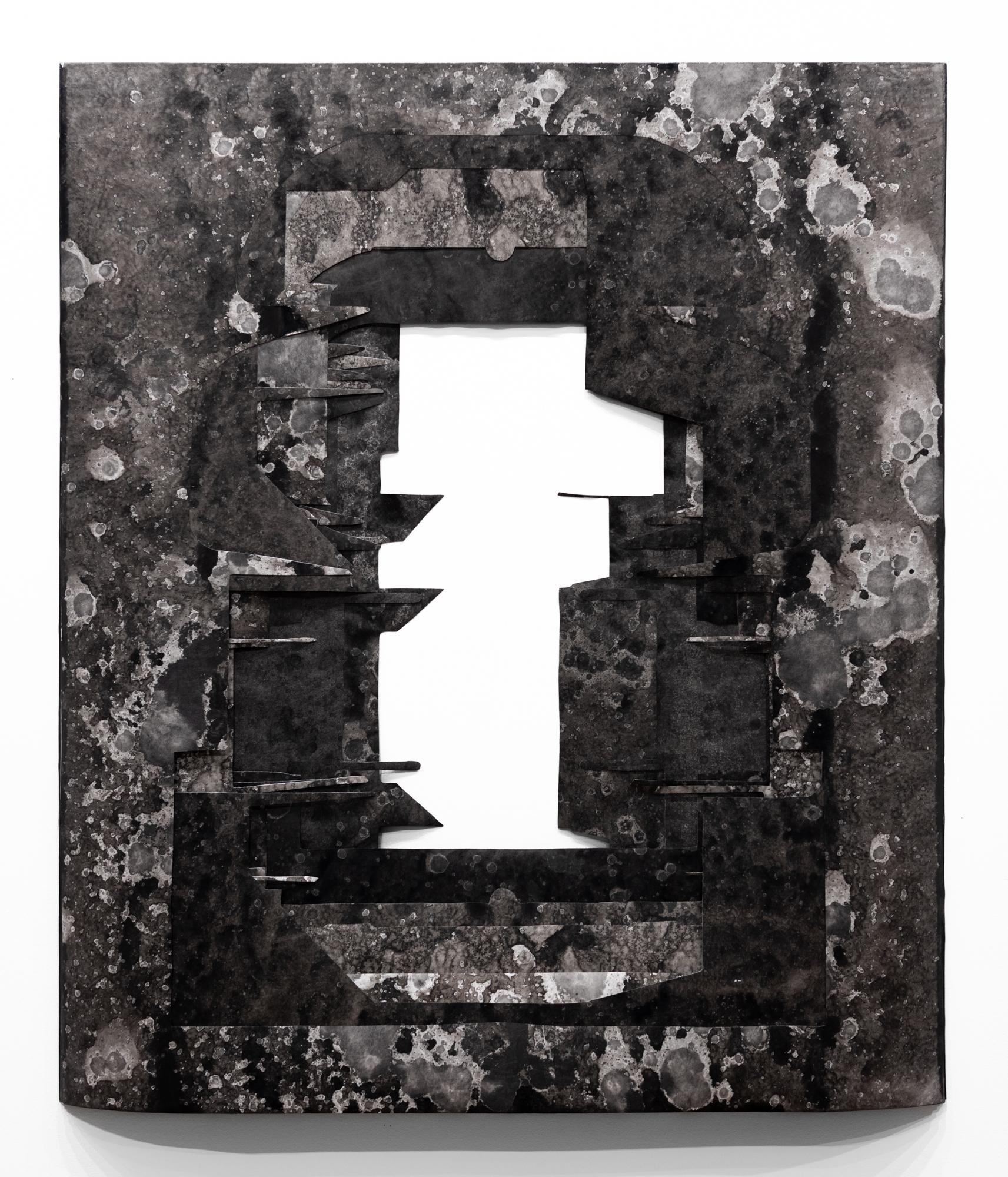 „Delivered and Discarded (negatives) #3“ abstrakte Schichten von manipulierter Sumi-Tinte