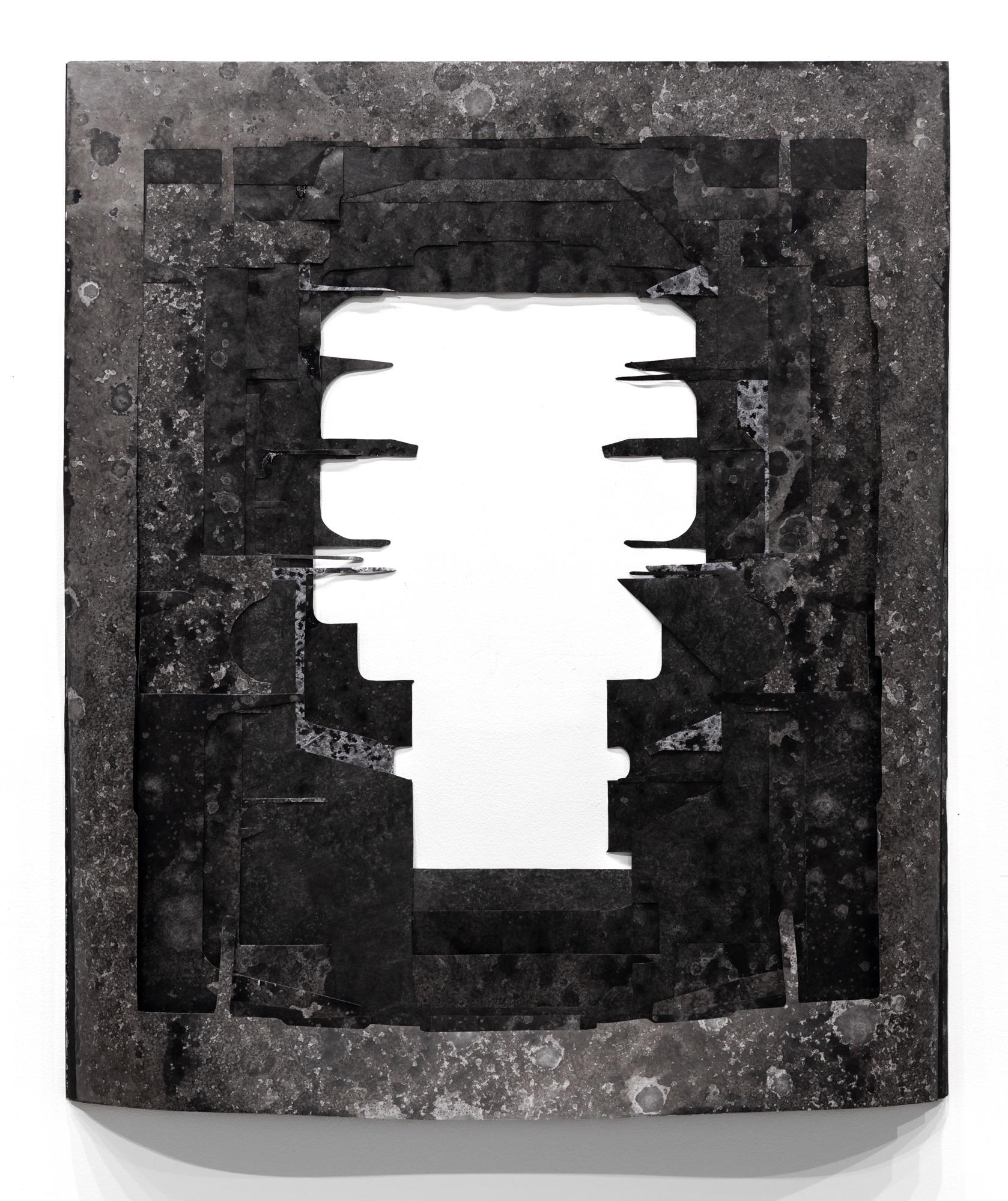 "Delivered and Discarded (negatives) #1" Wandbehang Collage mit Sumi-Tusche-Schichten