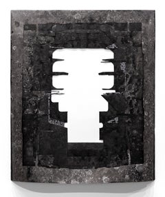 "Delivered and Discarded (negatives) #1" Wandbehang Collage mit Sumi-Tusche-Schichten