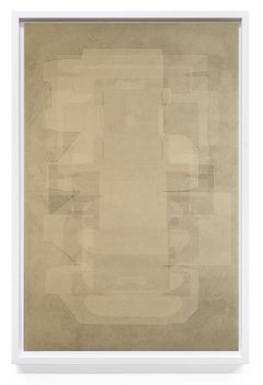 "Unfolding #4" Framed pressure printed monotype of abstracted package silhouette