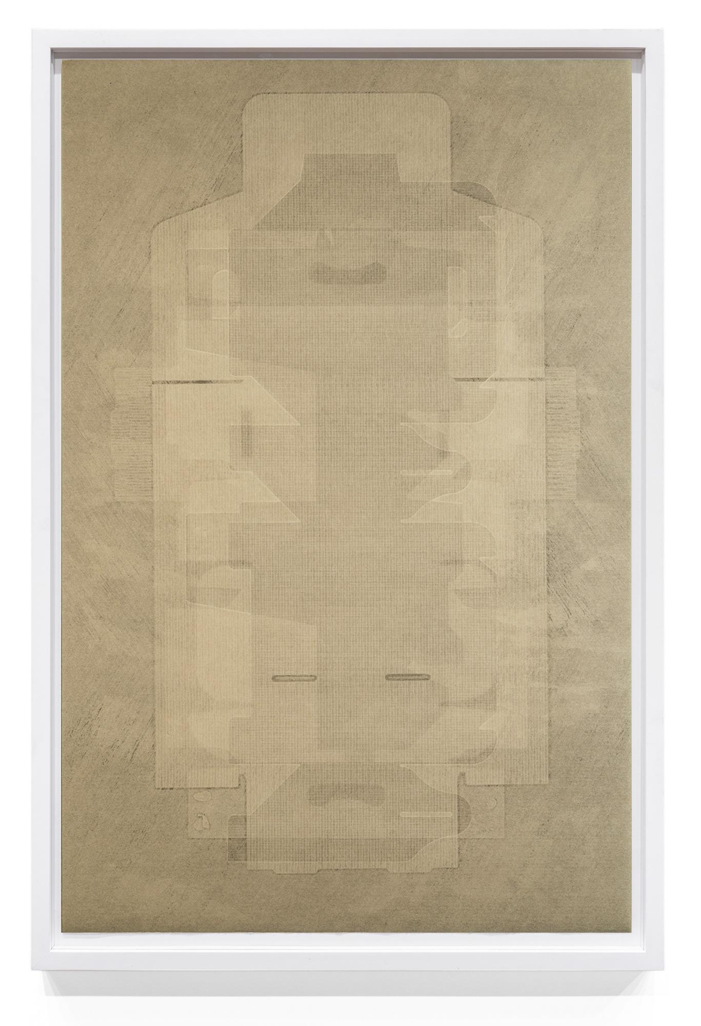 „Unfolding #3“ Druckdruckte Monotypie ungefalteter Verpackungsboxen auf Papier