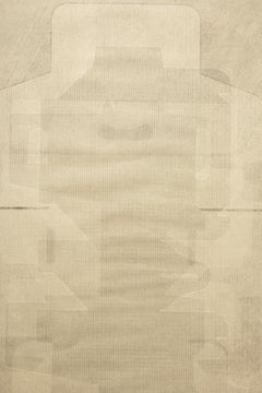 "Unfolding #3" monotipo stampato a pressione di scatole di pacchetti dispiegati su carta