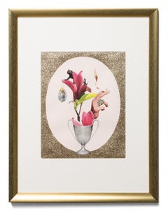"get em tiger" floral and fashion collage with crystal and gold embellishment