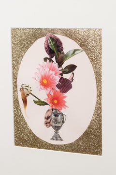 collage floral et de mode vintage « jamais fabuleux » avec accents en cristal