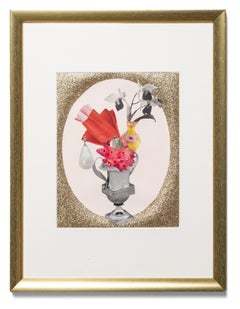 "first and fancy" vintage floral imagery with crystal and gold accents