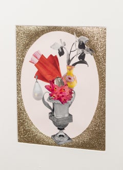 "first and fancy" vintage floral imagery with crystal and gold accents