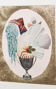 "best in the west" framed vintage ephemera collage embellished with crystals