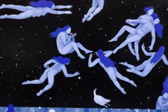 "Spa" Serene Poolscape Featuring Female Figures, Animals, and Pearls